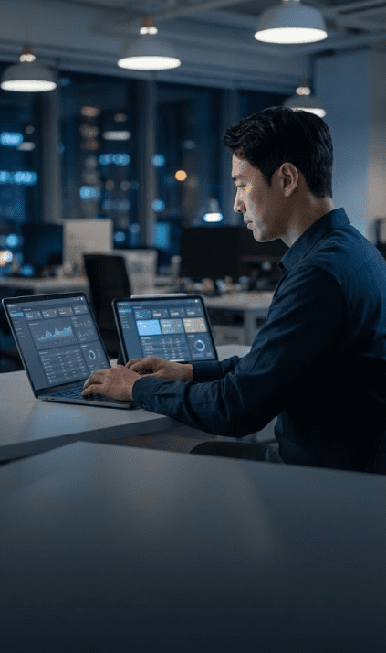 솔루션 전문가의 분석 장면